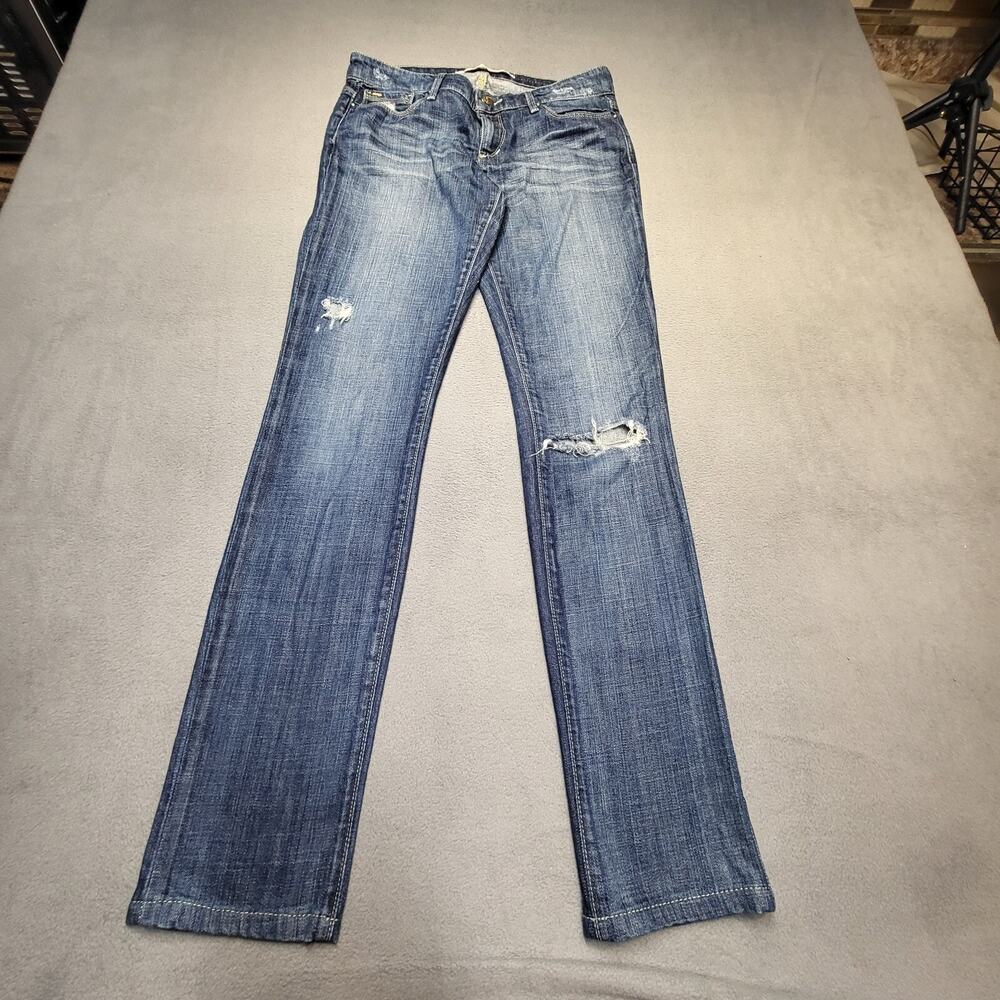 Joes Jeans Womens 26 Blue Cigarette Straight Leg Distressed Stretch Denim